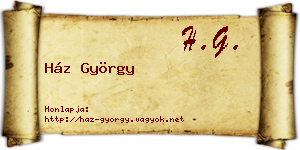 Ház György névjegykártya